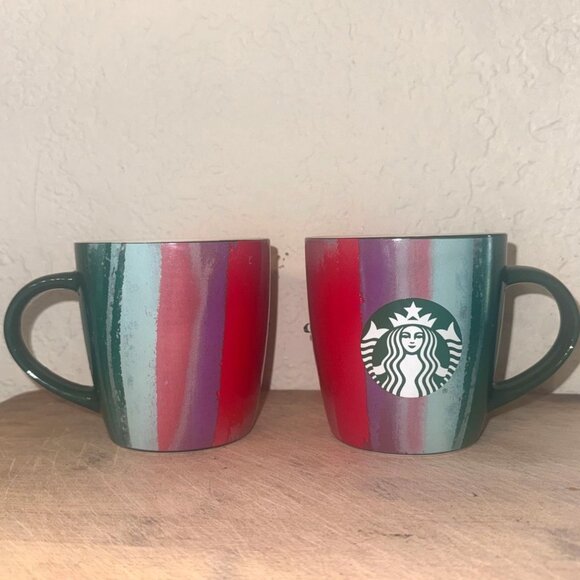 Starbucks Gradient Rainbow Ceramic Mugs 12 Oz Set Of 2 Dishwasher & Microwave Sa - Picture 2 of 6